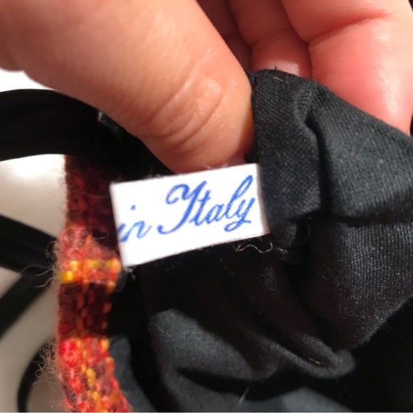 Vintage Calypso woven mini crossbody purse bag orange knit with leather strap - Picture 6 of 10